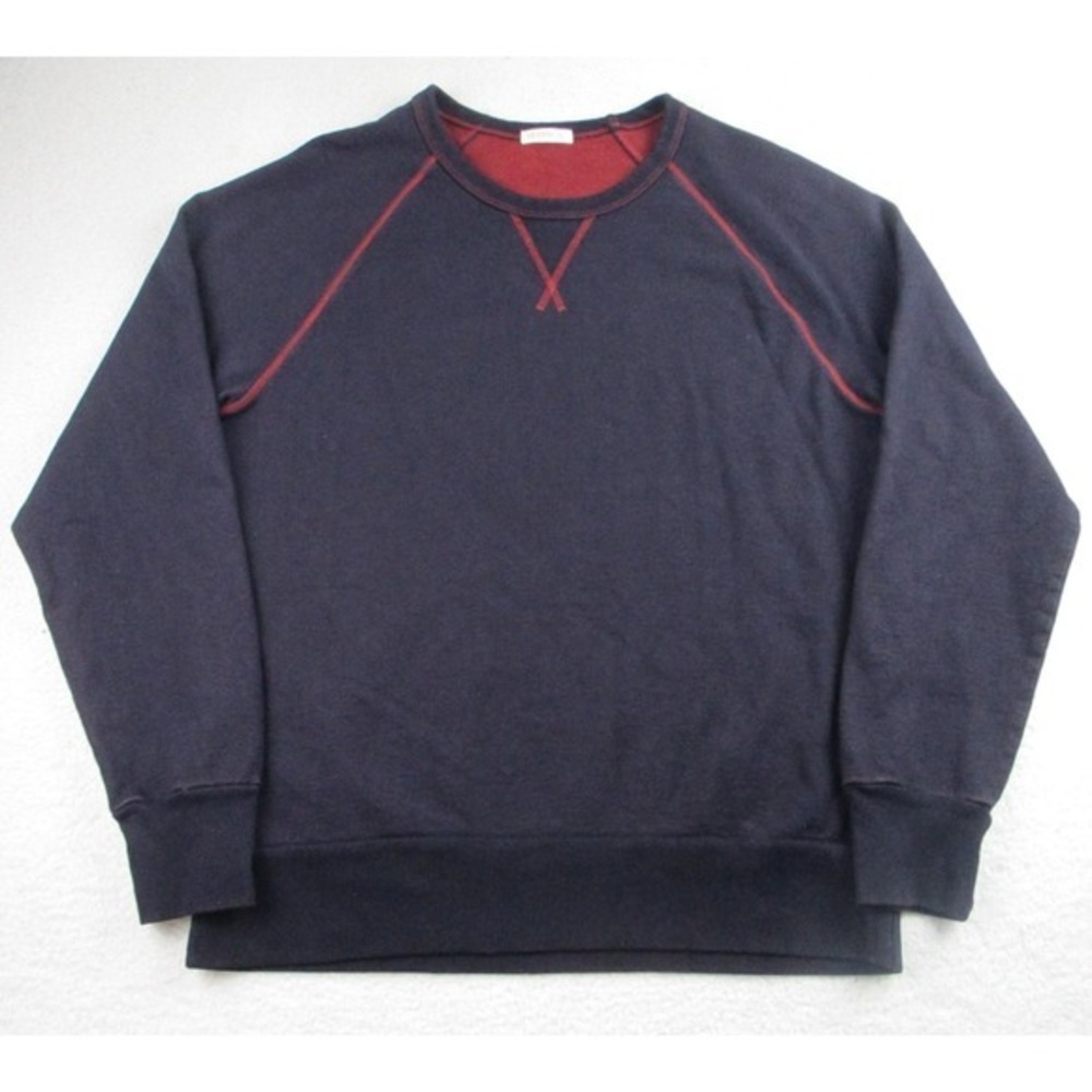 Gustin Sweater Mens XL Navy Blue Red Crewneck Pullover Made California‎ Cotton